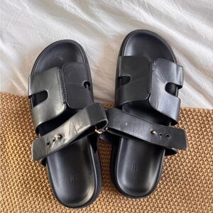 H&M Black Double-Strap Slide Sandals
